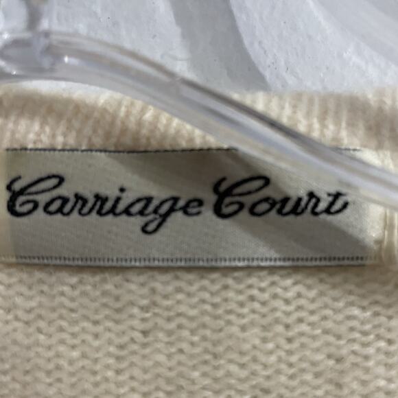 Carriage Court Vintage Sweater Cardigan Women Size Medium 10/12 Cream 80s - Picture 7 of 9